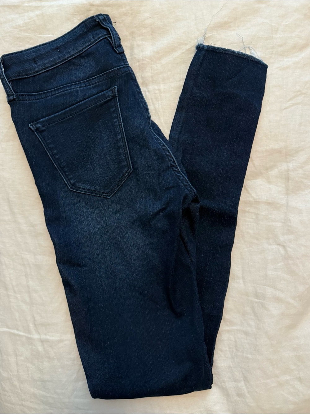 William Rast Dark Buttery Soft Skinny Jeans with Knee Distress